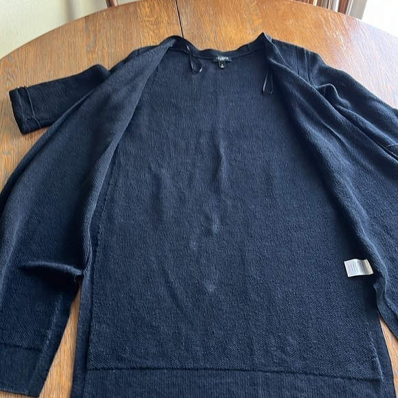 Talbots Women’s Petite 100% linen Black Cardigan size petite Short Sleeves - Picture 14 of 15